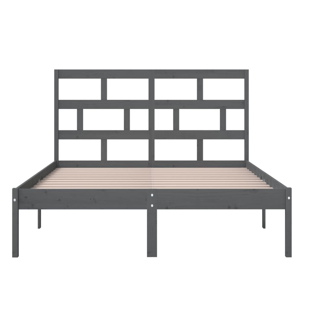 vidaXL Πλαίσιο Κρεβατιού Γκρι 150 x 200 εκ. Μασίφ Ξύλο King Size