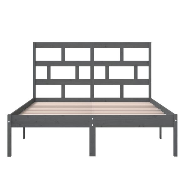 vidaXL Πλαίσιο Κρεβατιού Γκρι 150 x 200 εκ. Μασίφ Ξύλο King Size