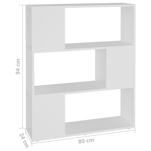 vidaXL Βιβλιοθήκη/Διαχωριστικό Χώρου Λευκό 80x24x94 εκ. Μοριοσανίδα