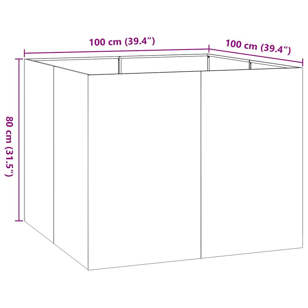 vidaXL Ζαρντινιέρα 100x100x80 εκ. Ατσάλι Σκληρυθέν στον Αέρα