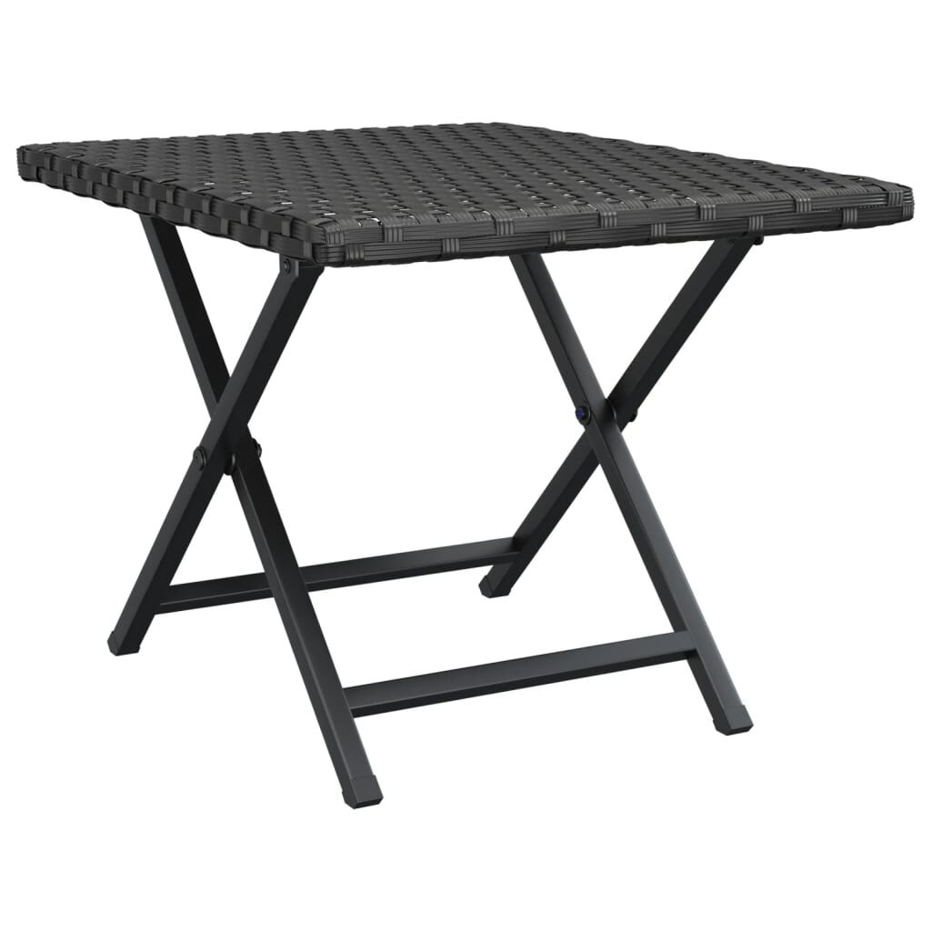 vidaXL Τραπέζι Πτυσσόμενο Μαύρο 45 x 35 x 32 εκ. από Συνθετικό Ρατάν