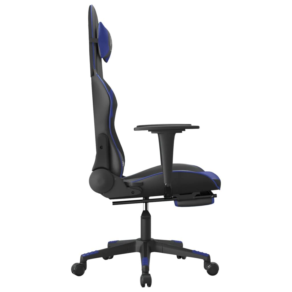 vidaXL Καρέκλα Gaming Μασάζ Υποπόδιο Μαύρο/μπλε από Συνθετικό Δέρμα