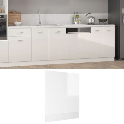 vidaXL Πρόσοψη Πλυντηρίου Πιάτων Γυαλ. Λευκό 59,5x3x67 εκ. Μοριοσανίδα