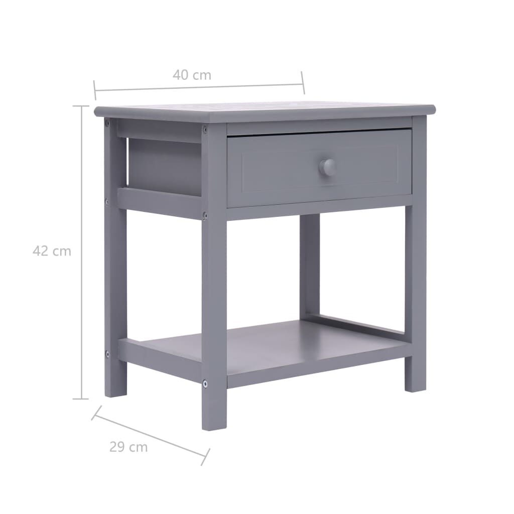 vidaXL Κομοδίνο Γκρι 40 x 29 x 42 εκ. από Ξύλο Παυλώνιας