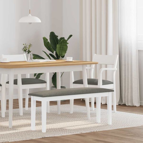 Πάγκος vidaXL 110 cm Λευκό μασίφ ξύλο καουτσούκ