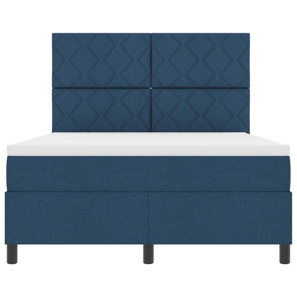 vidaXL Κρεβάτι Box Spring με Ματ Μπλε 140x200 εκ. Ύφασμα