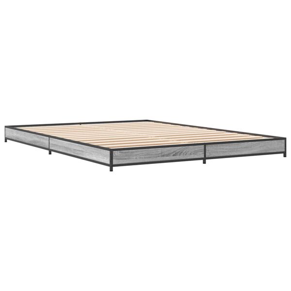 vidaXL Πλαίσιο Κρεβατιού Γκρι Sonoma 140x190 εκ. Επεξ. Ξύλο & Μέταλλο