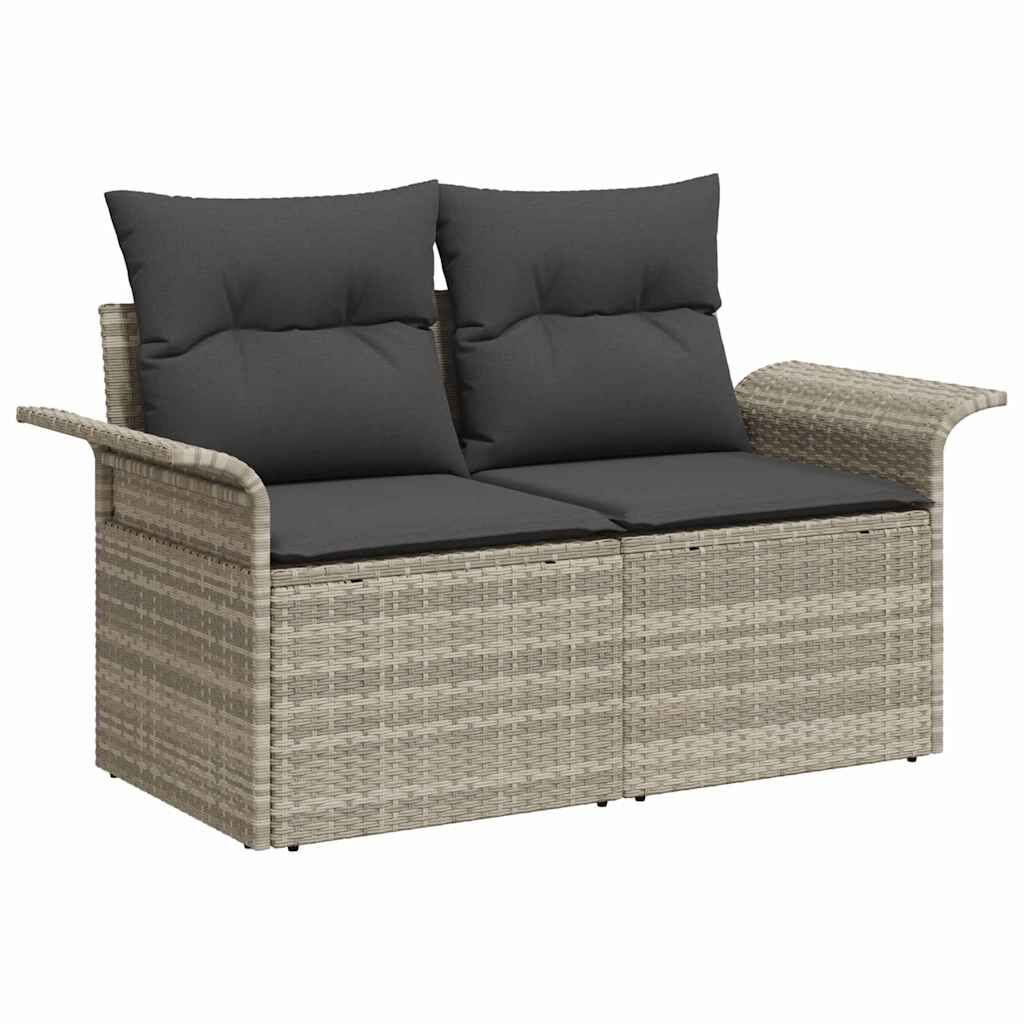 vidaXL Σετ Καναπέ Κήπου με μαξιλάρι 8 pcs Ανοιχτό γκρι Πολυ ράταν