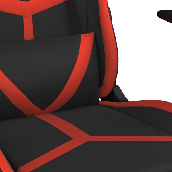 vidaXL Καρέκλα Gaming Μασάζ Υποπόδιο Μαύρο/Κόκκινο από Συνθετικό Δέρμα