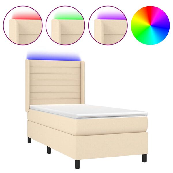 vidaXL &Kappa;&rho;&epsilon;&beta;ά&tau;&iota; Boxspring &mu;&epsilon; &Sigma;&tau;&rho;ώ&mu;&alpha; & LED &Kappa;&rho;&epsilon;&mu; 100x200 &epsilon;&kappa;. &Upsilon;&phi;&alpha;&sigma;&mu;ά&tau;&iota;&nu;&omicron;