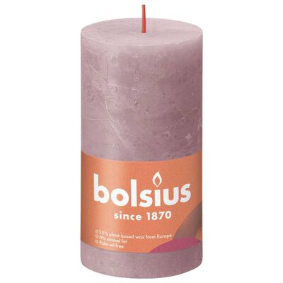 Bolsius Κεριά Κύλινδρος Ρουστίκ Shine 4 τεμ. Σταχτί Ροζ 130 x 68 χιλ.