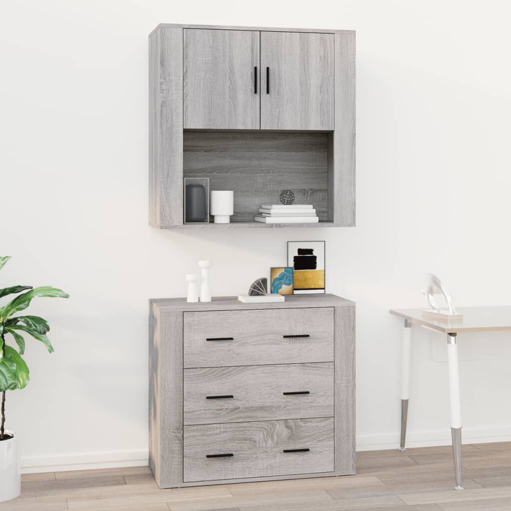 vidaXL Ντουλάπι Τοίχου Γκρι Sonoma 80x33x80 εκ. Επεξεργασμένο Ξύλο