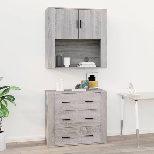 vidaXL Ντουλάπι Τοίχου Γκρι Sonoma 80x33x80 εκ. Επεξεργασμένο Ξύλο