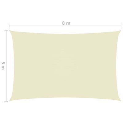 vidaXL Πανί Σκίασης Ορθογώνιο Κρεμ 5 x 8 μ. από Ύφασμα Oxford