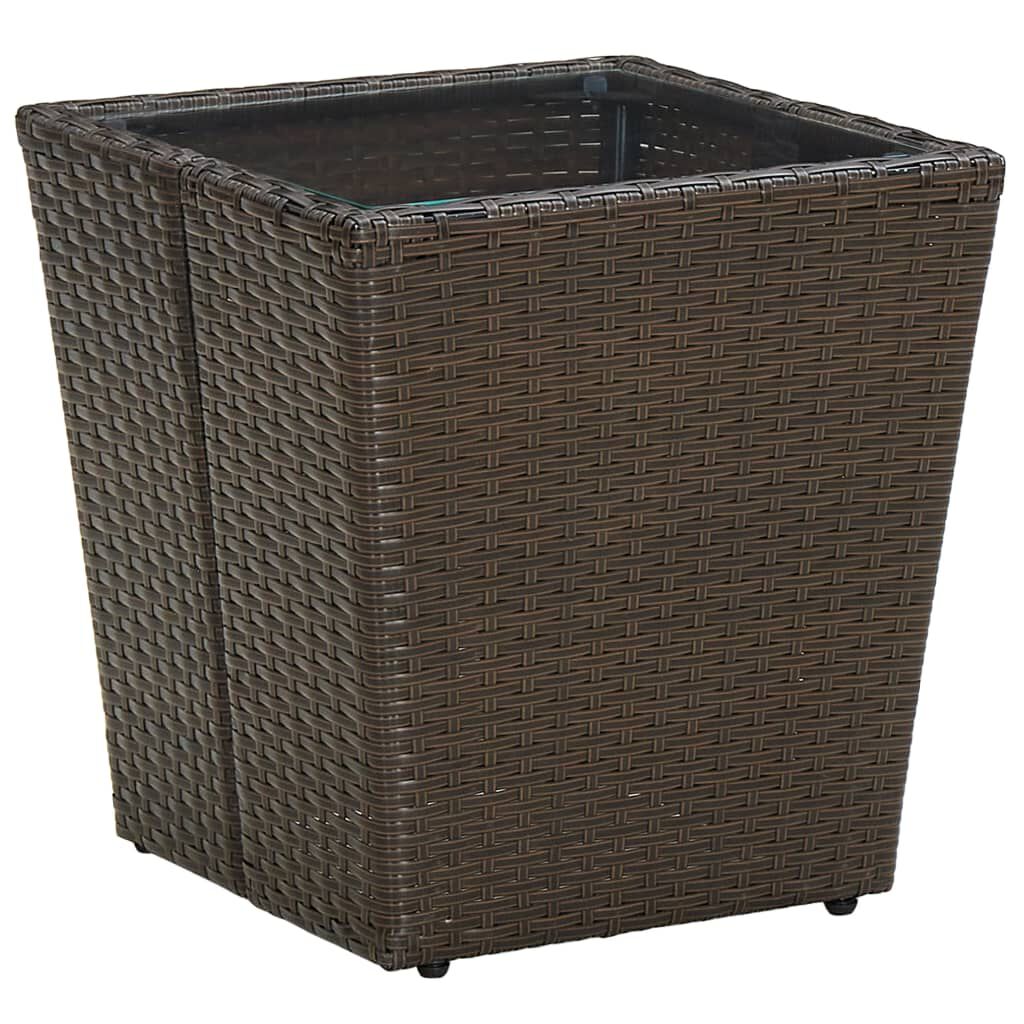 vidaXL Τραπέζι Βοηθητικό Καφέ 41,5x41,5x44 εκ. Συνθ.Ρατάν/Ψημένο Γυαλί