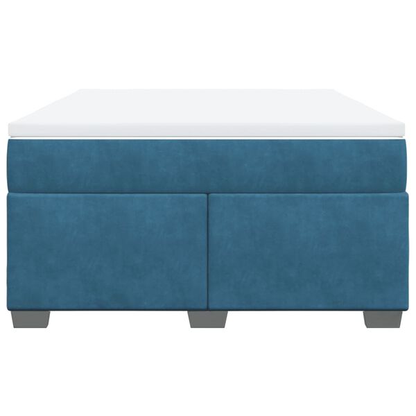 vidaXL Κρεβάτι Boxspring με Στρώμα Σκούρο Μπλε 140x200 εκ. Βελούδινο