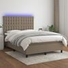 vidaXL &Kappa;&rho;&epsilon;&beta;ά&tau;&iota; Boxspring &mu;&epsilon; &Sigma;&tau;&rho;ώ&mu;&alpha; & LED Taupe 140x200 &epsilon;&kappa;. &Upsilon;&phi;&alpha;&sigma;&mu;ά&tau;&iota;&nu;&omicron;