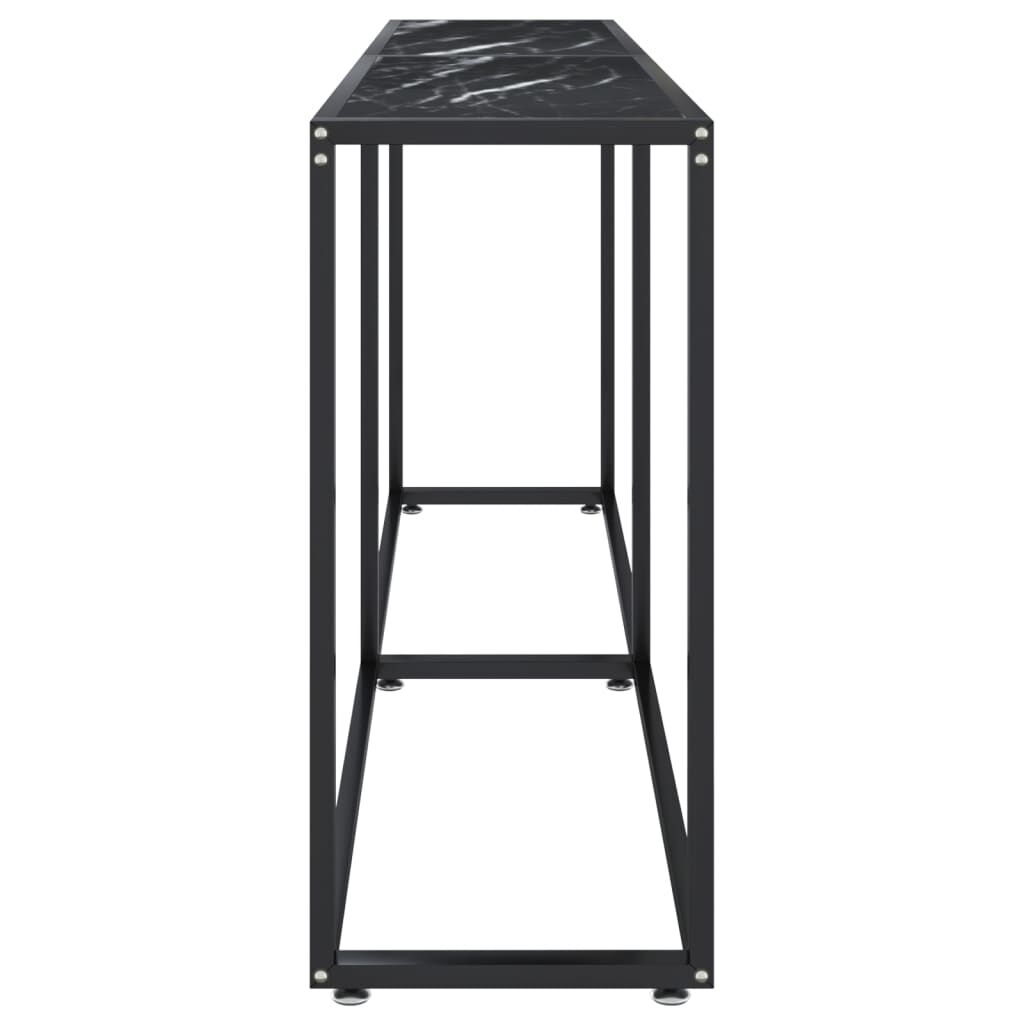 vidaXL Τραπέζι Κονσόλα Μαύρο Όψη Μαρμάρου 180x35x75,5 εκ. Ψημένο Γυαλί