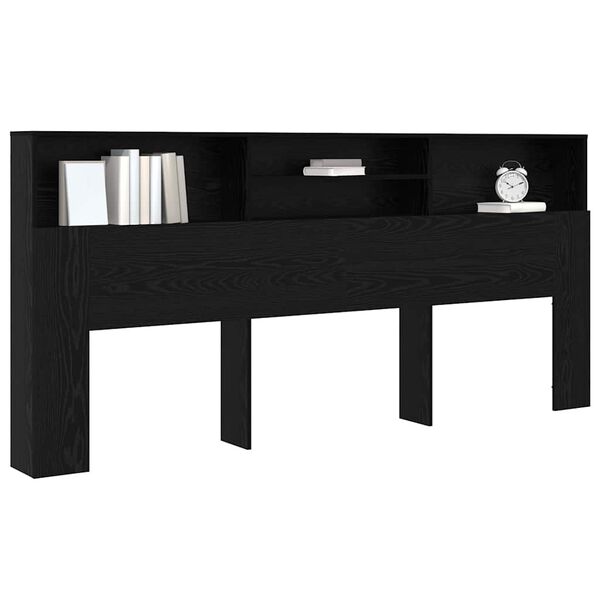 vidaXL Κρεβάτι με Κεφαλάρι με ράφι Μαύρη δρυς 220 x 19 x 101.5 εκ