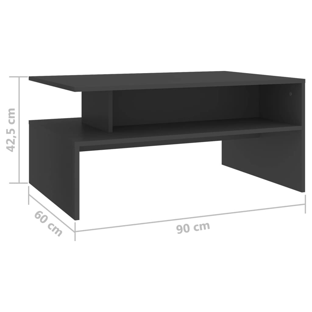 vidaXL Τραπεζάκι Σαλονιού Γκρι 90 x 60 x 42,5 εκ. από Μοριοσανίδα