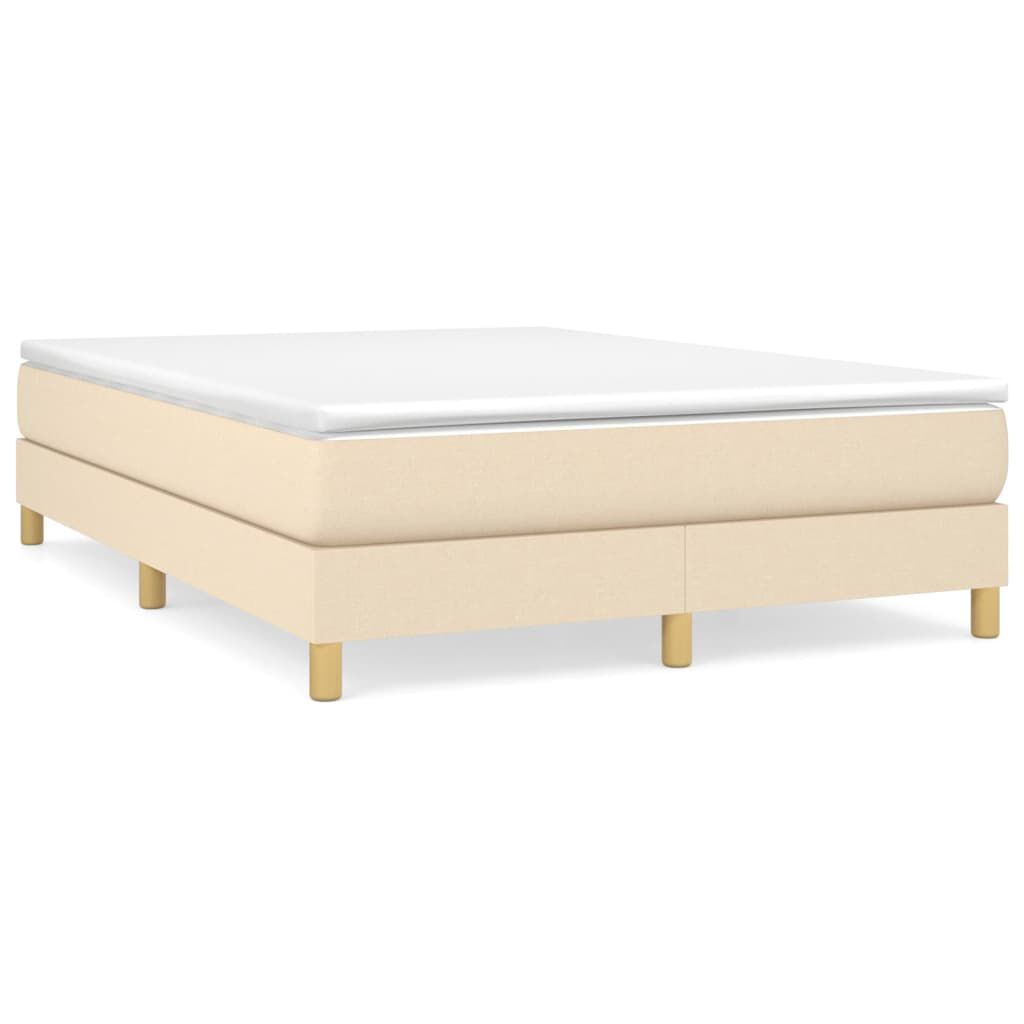 vidaXL Κρεβάτι Boxspring με Στρώμα Κρεμ 140x190 εκ. Υφασμάτινο