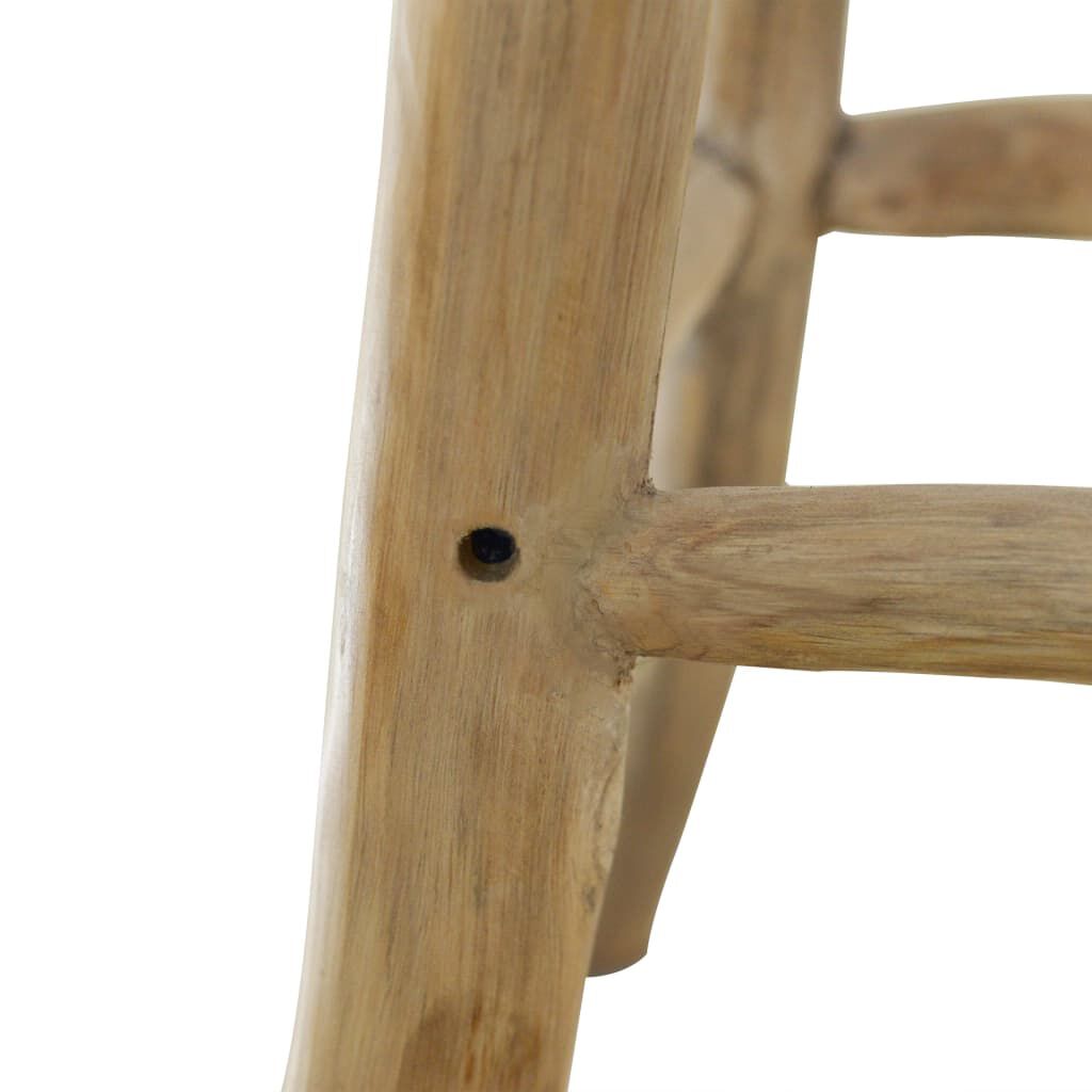 vidaXL Σκαμπό Μπαρ από Γνήσιο Δέρμα / Μασίφ Ξύλο Teak