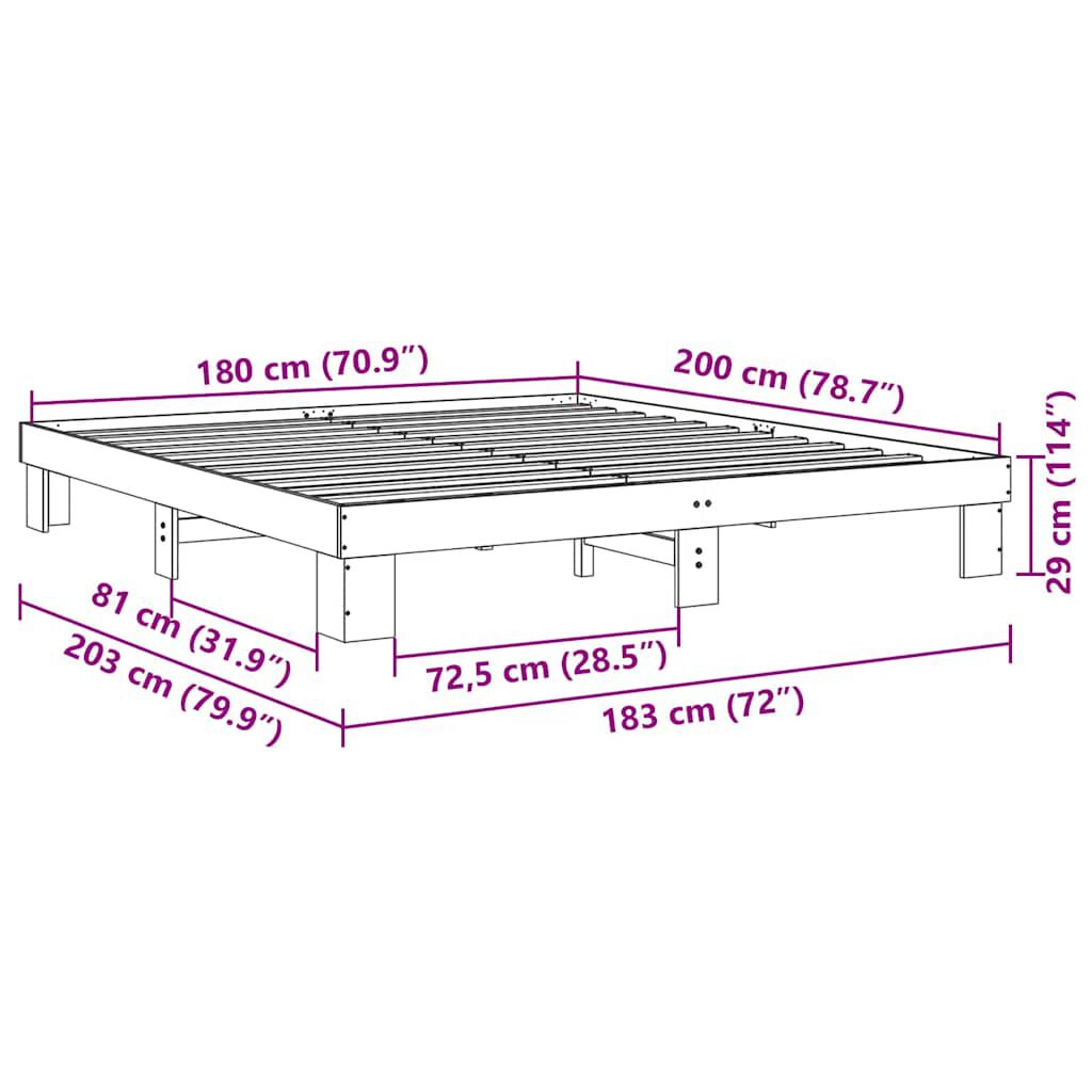 vidaXL Πλαίσιο κρεβατιού χωρίς στρώμα 180x200 cm μασίφ ξύλο δρυς
