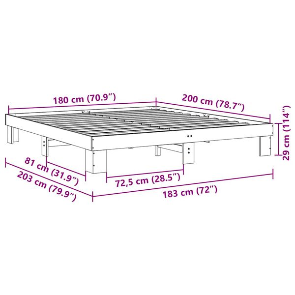 vidaXL Πλαίσιο κρεβατιού χωρίς στρώμα 180x200 cm μασίφ ξύλο δρυς