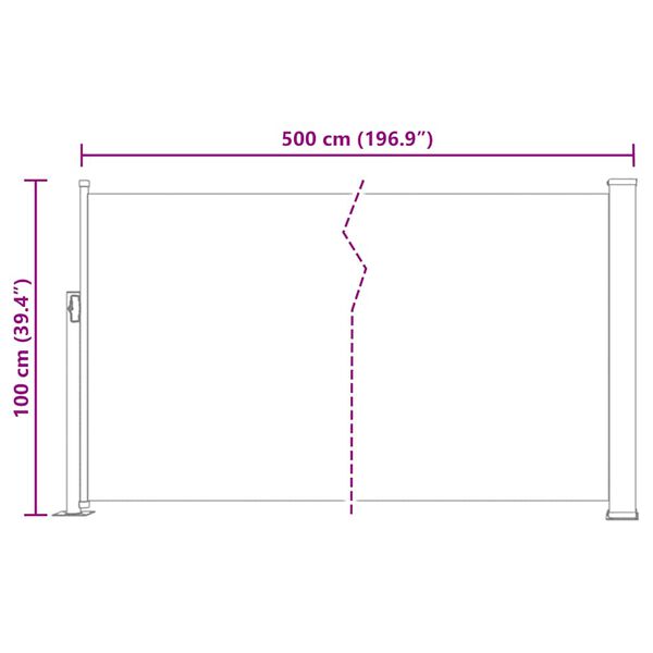 vidaXL Σκίαστρο Πλαϊνό Συρόμενο Βεράντας Κρεμ 100 x 500 εκ.