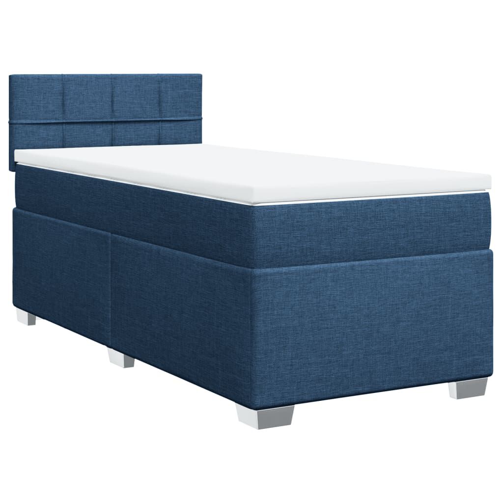 vidaXL Κρεβάτι Boxspring με Στρώμα Μπλε 100 x 200 εκ. Υφασμάτινο