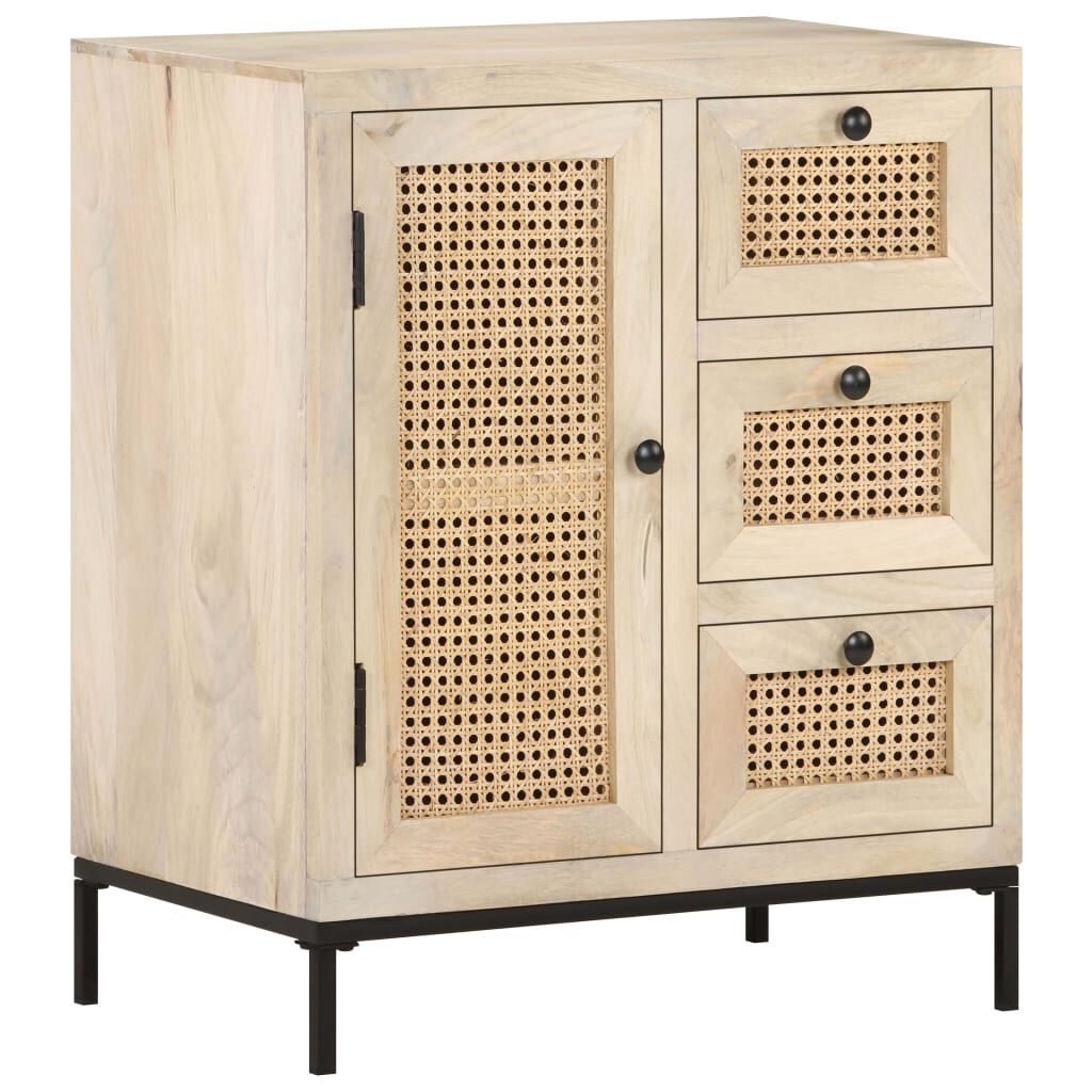 vidaXL Ντουλάπι 60x35x70 εκ. Μασίφ Ξύλο Μάνγκο και Φυσικό Ζαχαροκάλαμο