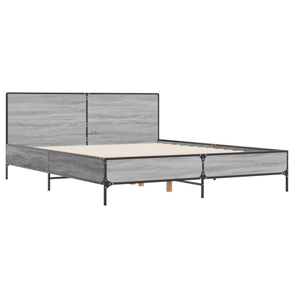vidaXL Πλαίσιο Κρεβατιού Γκρι Sonoma 140x190 εκ. Επεξ. Ξύλο & Μέταλλο