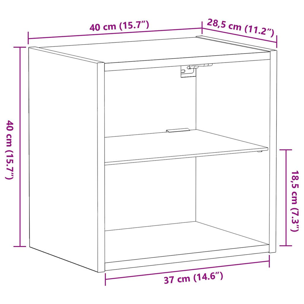 Floating Shelf από παλιό ξύλο 40x28,5x40 εκ. Κατασκευασμένο από MDF