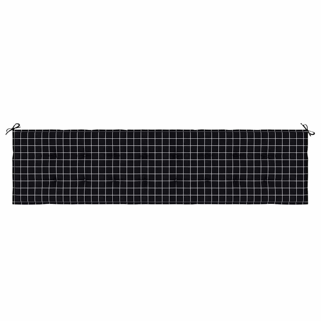 vidaXL Μαξιλάρι Πάγκου Μαύρο Καρό 200x50x4 εκ. Ύφασμα Oxford
