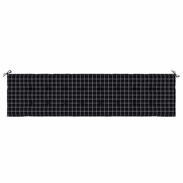vidaXL Μαξιλάρι Πάγκου Μαύρο Καρό 200x50x4 εκ. Ύφασμα Oxford