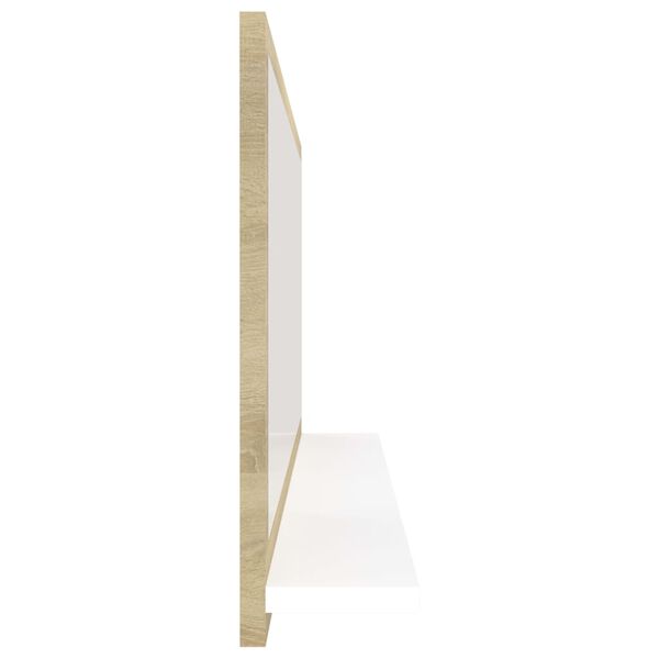 vidaXL Καθρέφτης Μπάνιου Λευκό/Sonoma Δρυς 90x10,5x37 εκ. Μοριοσανίδα