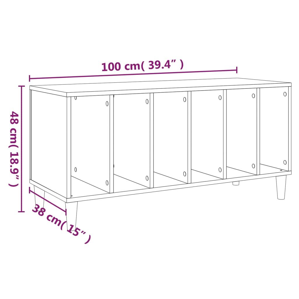 vidaXL Έπιπλο Δίσκων Γυαλ. Λευκό 100x38x48 εκ. από Επεξεργασμένο Ξύλο