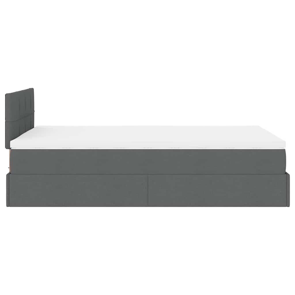 vidaXL Οθωμανικό κρεβάτι με στρώμα & LEDs Σκούρο γκρι 120x190cm Ύφασμα