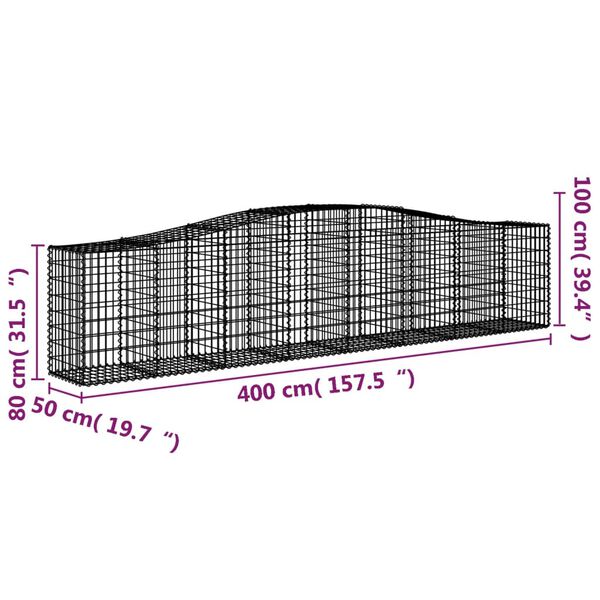 vidaXL Συρματοκιβώτια Τοξωτά 10 τεμ. 400x50x80/100 εκ. Γαλβαν. Ατσάλι