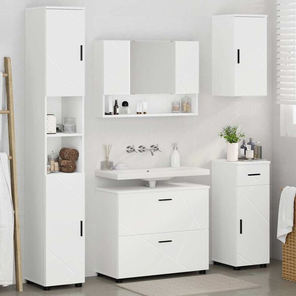 vidaXL Σετ Επίπλων Μπάνιου με συρτάρι 5 pcs Λευκό 30 x 35 x 192 εκ.