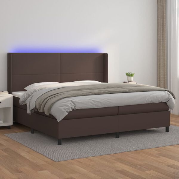 vidaXL &Kappa;&rho;&epsilon;&beta;ά&tau;&iota; Boxspring &mu;&epsilon; &Sigma;&tau;&rho;ώ&mu;&alpha; & LED &Kappa;&alpha;&phi;έ 200x200 &epsilon;&kappa;. &Sigma;&upsilon;&nu;&theta;. &Delta;έ&rho;&mu;&alpha;