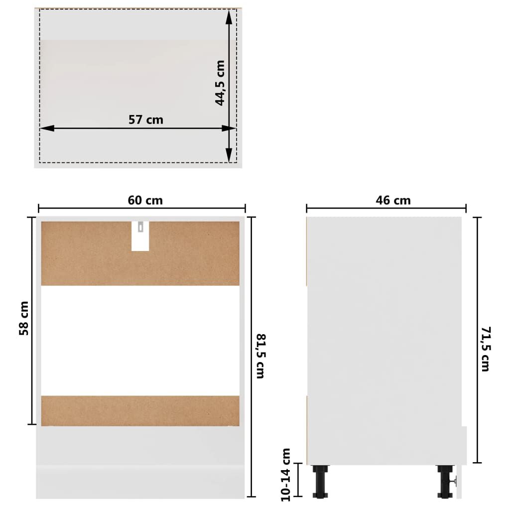 vidaXL Ντουλάπι για Φούρνο Lyon Lyon Λευκό 60x46x81,5 εκ. Επεξ. Ξύλο