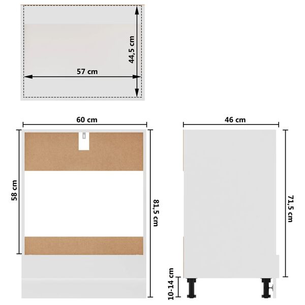 vidaXL Ντουλάπι για Φούρνο Lyon Lyon Λευκό 60x46x81,5 εκ. Επεξ. Ξύλο