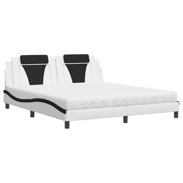 vidaXL Κρεβάτι με Στρώμα Μαύρο/Λευκό 180x200 εκ. από Συνθετικό Δέρμα