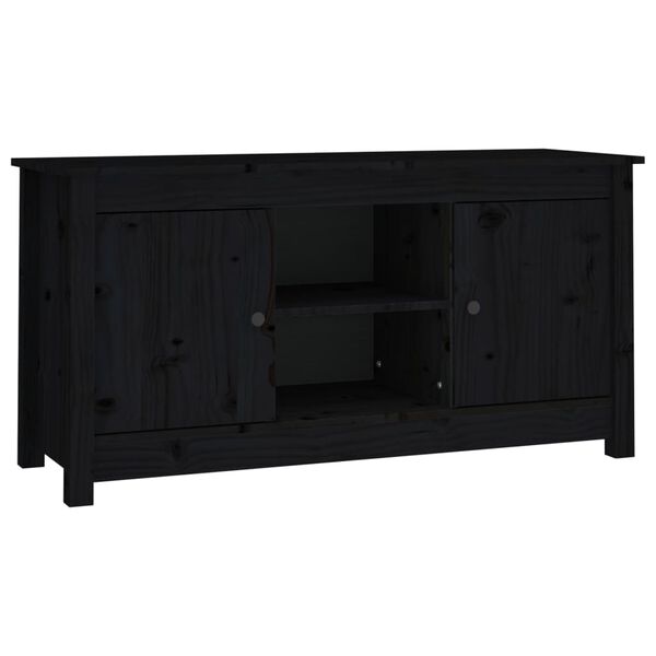 vidaXL Έπιπλο Τηλεόρασης Μαύρο 103x36,5x52 εκ. από Μασίφ Ξύλο Πεύκου