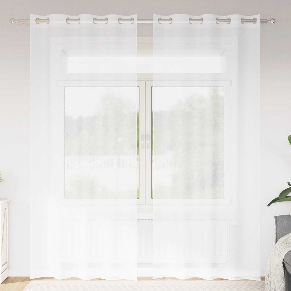 vidaXL Κουρτίνες με κουρτίνες 2 pcs Λευκό 140 x 225 cm Πολυεστέρας