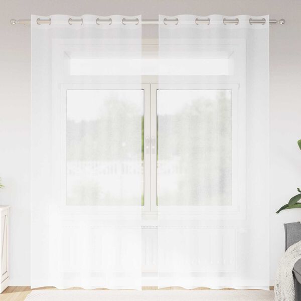 vidaXL Κουρτίνες με κουρτίνες 2 pcs Λευκό 140 x 225 cm Πολυεστέρας