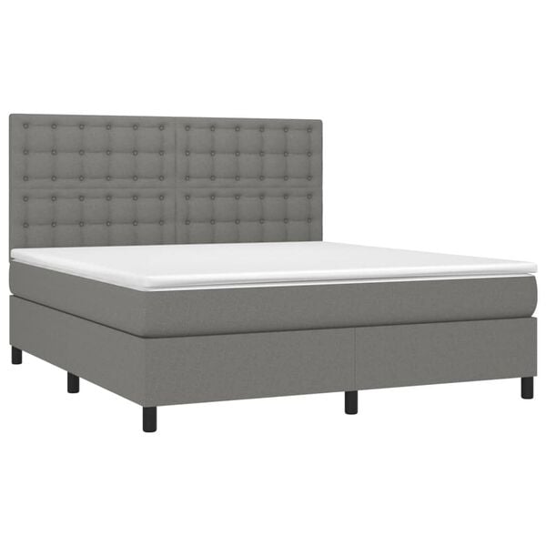 vidaXL &Kappa;&rho;&epsilon;&beta;ά&tau;&iota; Boxspring &mu;&epsilon; &Sigma;&tau;&rho;ώ&mu;&alpha; & LED &Sigma;&kappa;.&Gamma;&kappa;&rho;&iota; 160x200 &epsilon;&kappa; &Upsilon;&phi;&alpha;&sigma;&mu;ά&tau;&iota;&nu;&omicron;