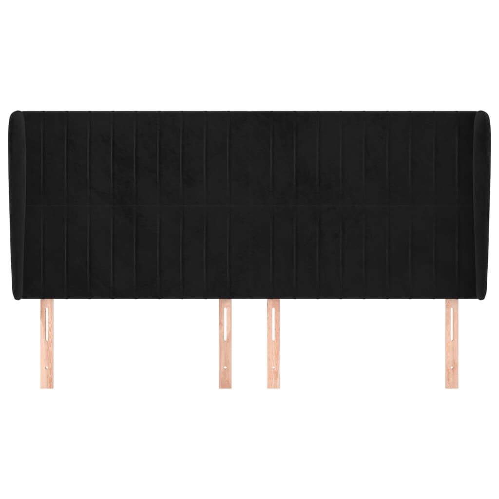 vidaXL Κεφαλάρι με Πτερύγια Μαύρο 163x23x118/128 εκ. Βελούδινο