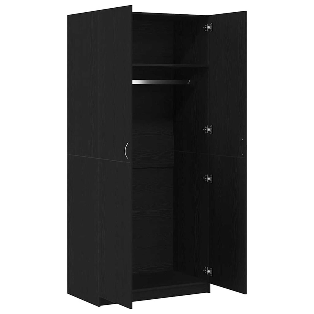vidaXL Ντουλάπι με πόρτα Μαύρο 90 x 52 x 200 εκ. Επεξεργασμένο ξύλο